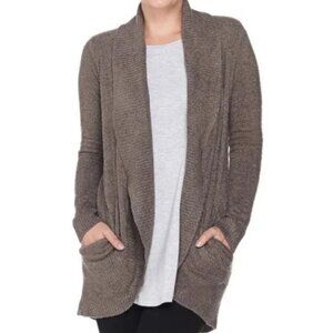Barefoot Dreams CozyChic Lite Circle Cardigan Sweater Brown Sz M